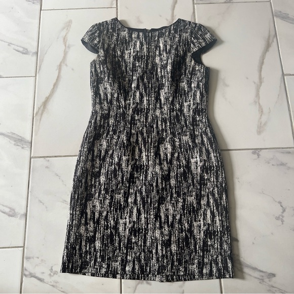 Tahari Black and white Sheath Dress with Flutter Cap Sleeves - Picture 1 of 10